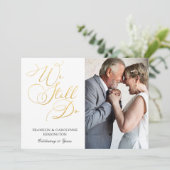 Elegante Gold Foil Hochzeit Jubiläum Neue Generati Einladung (Stehend Vorderseite)