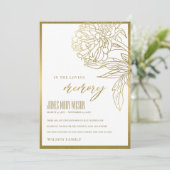 ELEGANTE GOLD FOIL IMITATS FLORAL BEILEID MEMORIY  DANKESKARTE (Stehend Vorderseite)