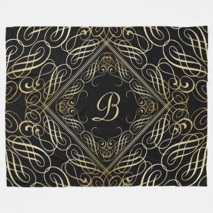 Elegante Gold Foil Look Skulptur Skript auf schwar Fleecedecke