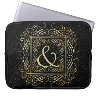 Elegante Gold Foil Look Skulptur Skript auf schwar Laptopschutzhülle