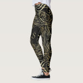 Elegante Gold Foil Look Skulptur Skript auf schwar Leggings (Links)
