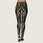 Elegante Gold Foil Look Skulptur Skript auf schwar Leggings (Rückseite)