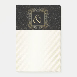 Elegante Gold Foil Look Skulptur Skript auf schwar Post-it Klebezettel