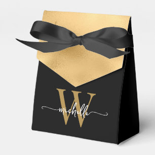 Elegante Gold Foil Moderne Monogram Name Script Geschenkschachtel