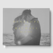 Elegante Gold Foil Monogram Einfaches Foto Hochzei Gästebuch (Vorderseite)