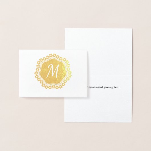 Elegante Gold Foil Monogram Note Card Folienkarte (Anzeige)