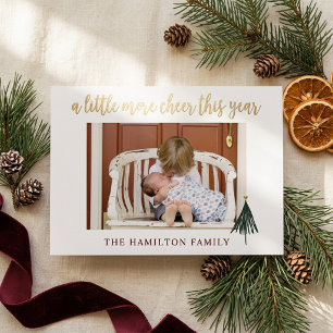 Elegante Gold Foil New Baby Foto Weihnachtskarte Folien Feiertagskarte