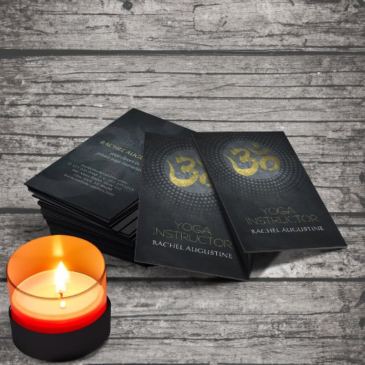 Elegante Gold Foil Om Symbol & Yoga Mandala Floral Visitenkarte