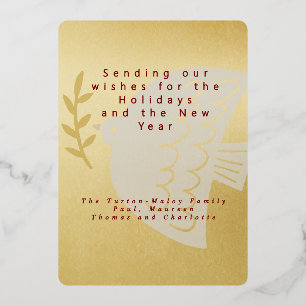 Elegante Gold Foil Peace Dove Liebe Weihnachten Folien Feiertagskarte