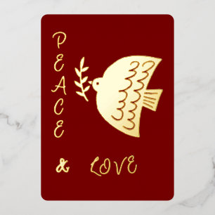 Elegante Gold Foil Peace Dove Weihnachten Folien Feiertagskarte