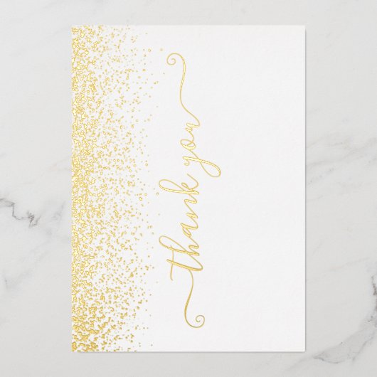 Elegante Gold Foil Script Dankeschön Card Folieneinladung (Vorderseite)