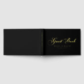 Elegante Gold Foil Script Moderne Schwarze Hochzei Gästebuch (Voll)