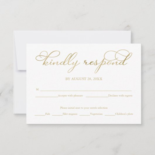 Elegante Gold Foil Script Wedding RSVP Card Einladung (Vorderseite)