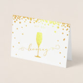 Elegante Gold Foil Sip Hooray Engagement Party Folienkarte (Vorderseite)