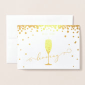 Elegante Gold Foil Sip Hooray Engagement Party Folienkarte (Vorderseite mit Umschlag)