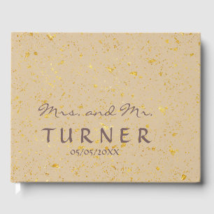 Elegante Gold Foil Spritzer Hochzeit Gästebuch