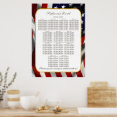 Elegante Gold Foil USA Flag Hochzeitsstichtabelle Poster (Küche)
