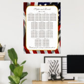 Elegante Gold Foil USA Flag Hochzeitsstichtabelle Poster (Heimbüro)