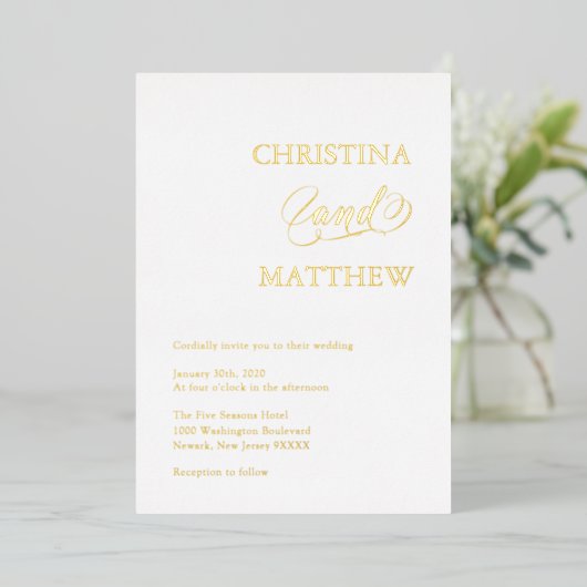 Elegante GOLD FOIL WEDING Einladung Foil Invitati (Stehend vorne)