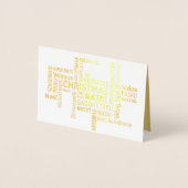 Elegante Gold Foil Weihnachtsfeiertag Mehrsprachig Folienkarte (Vorderseite)