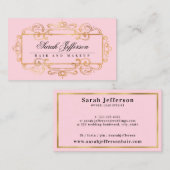 Elegante Gold Foil Wirbel Vintag Luxuriöses Rosa Visitenkarte (Vorne/Hinten)