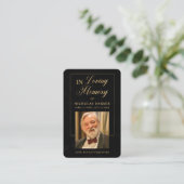 Elegante Gold Foto Beileid Beerdigung Beerdigungsk Visitenkarte (Stehend Vorderseite)