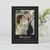 Elegante Gold Foto Wedding Dankeschön Card Dankeskarte (Stehend Vorderseite)