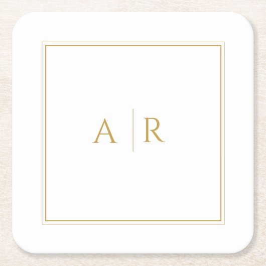 Elegante Gold Frame and Initials Gastgeschenk Hoch Rechteckiger Pappuntersetzer (Vorderseite)