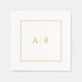 Elegante Gold Frame and Initials Gastgeschenk Hoch Serviette (Vorderseite)