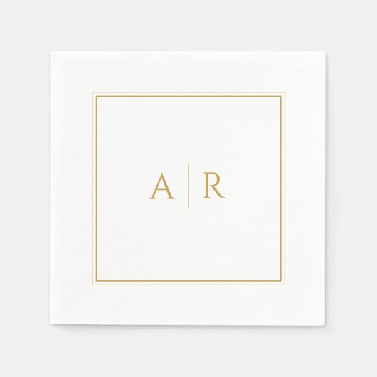 Elegante Gold Frame and Initials Gastgeschenk Hoch Serviette (Vorderseite)
