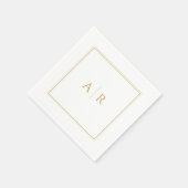 Elegante Gold Frame and Initials Gastgeschenk Hoch Serviette (Ecke)