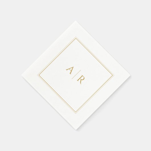 Elegante Gold Frame and Initials Gastgeschenk Hoch Serviette (Ecke)