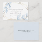 Elegante Gold Frame Bale Dusty Blue Blätter Begleitkarte (Vorne/Hinten)