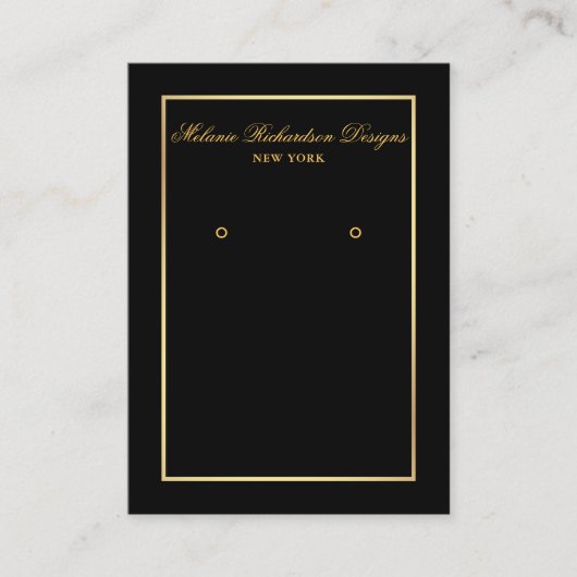 Elegante Gold Frame Black Earring Display Card Visitenkarte (Vorderseite)