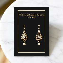 Elegante Gold Frame Black Earring Display Card Visitenkarte
