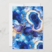 Elegante Gold Frame Blue Celestial Agate Wedding Einladung (Rückseite)