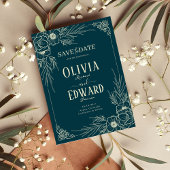 Elegante Gold Frame Blume Hochzeit Save The Date