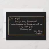 Elegante Gold Frame Floral Bridesmaid Card Einladung (Rückseite)
