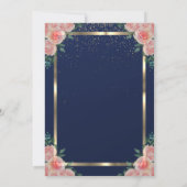 Elegante Gold Frame Floral Navy Blue Retirement Einladung (Rückseite)