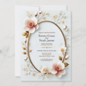 Elegante Gold Frame Floral Wedding Einladung (Vorderseite)