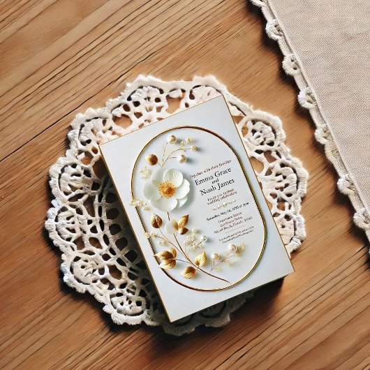 Elegante Gold Frame Floral Wedding Einladung