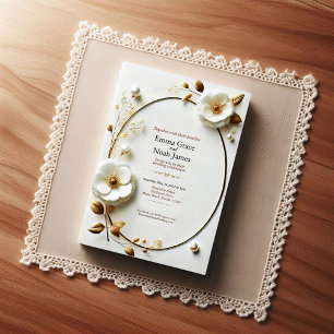 Elegante Gold Frame Floral Wedding Einladung