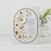Elegante Gold Frame Floral Wedding Einladung (Stehend Vorderseite)