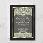 Elegante Gold Frame Lace Retirement Einladung (Vorderseite)