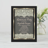 Elegante Gold Frame Lace Retirement Einladung (Stehend Vorderseite)