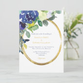 Elegante Gold Frame Navy Aquarellfarbe Weiß Einladung (Stehend Vorderseite)