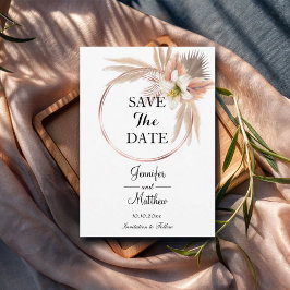 Elegante Gold Frame Pampas Grass 12x18" Save The Date