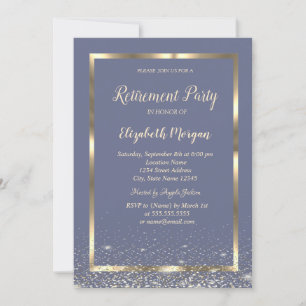 Elegante Gold Frame Pastel Violet Retirement Einladung