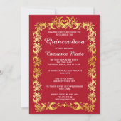 Elegante Gold Frame Quinceanera Einladung (Vorderseite)