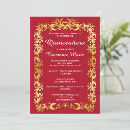 Elegante Gold Frame Quinceanera Einladung